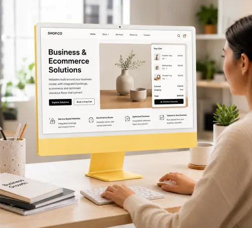 Business & Ecommerce Solutions (2) Business and ecommerce website design by Million Hits with integrated bookings and optimised checkout solutions.