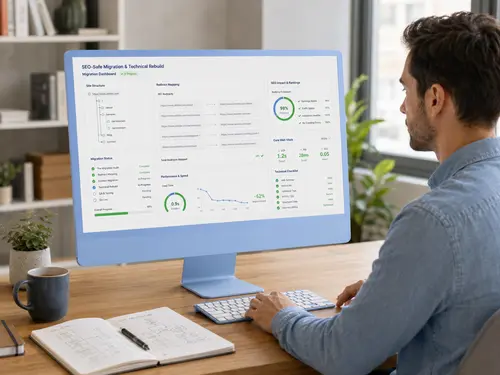 SEO-Safe Migration & Technical Rebuild SEO-safe migration and technical rebuild dashboard.